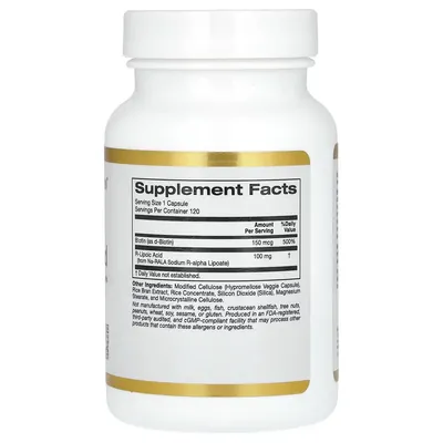 R-ліпоєва кислота California Gold Nutrition Stabilized R-Lipoic Acid вег. капсули №120