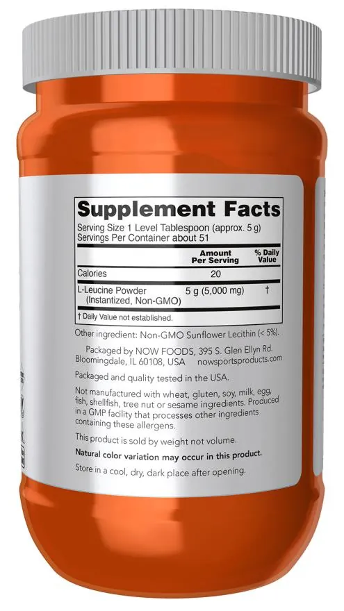 L-лейцин Now Sports L-Leucin порошок, 255 г