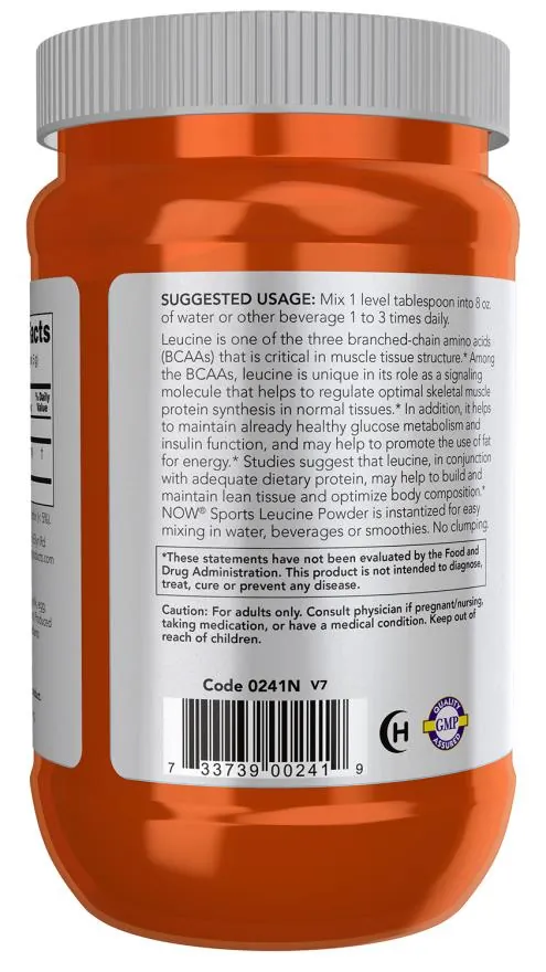L-лейцин Now Sports L-Leucin порошок, 255 г