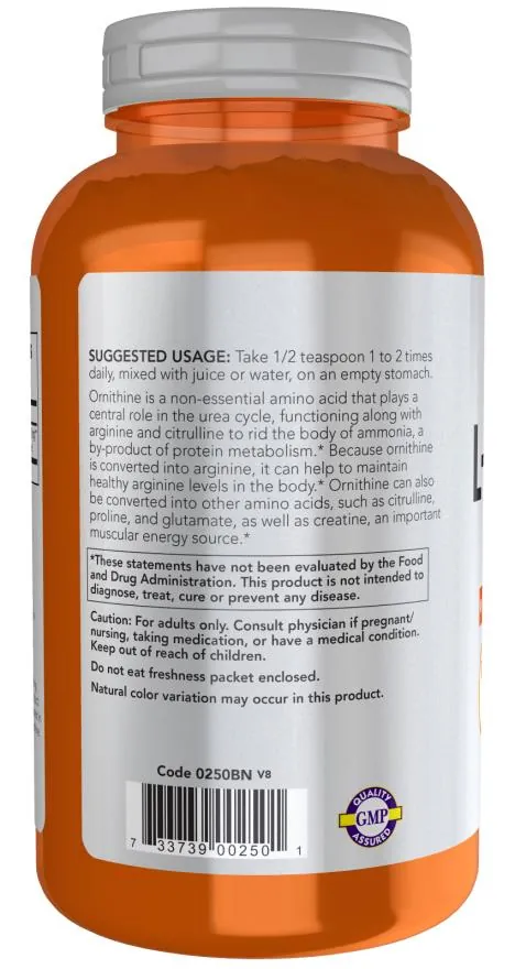 L-орнітин NOW Sports L-Ornithine порошок, 227 г
