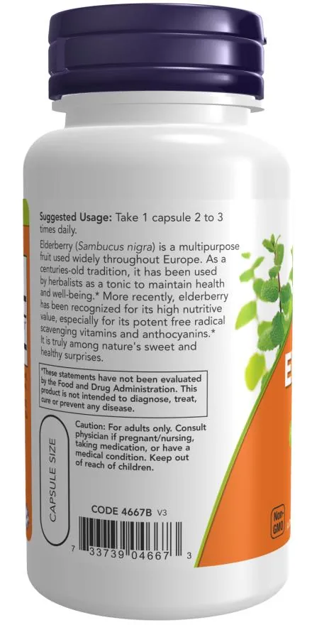 Бузина NOW Elderberry 500 мг вег. капсули №60