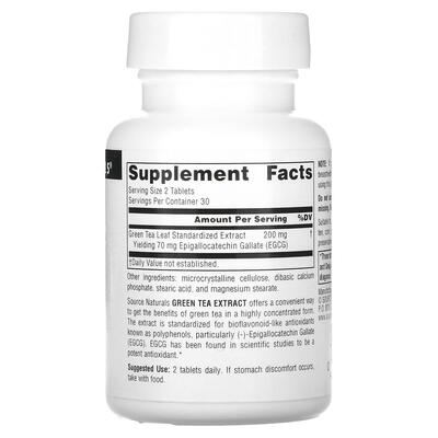Зелений чай екстракт Source Naturals Green Tea Extract 100 мг, 60 таблеток