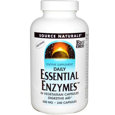Ферменти для травлення Source Naturals Essential Enzymes 500 мг вегетаріанські, 240 капсул