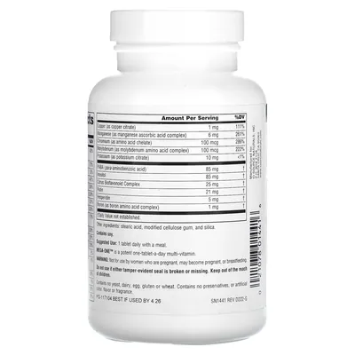 Мультивітаміни та мінерали без заліза Source Naturals Mega-One, 30 таблеток
