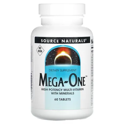 Мультивітаміни та мінерали без заліза Source Naturals Mega-One, 60 таблеток