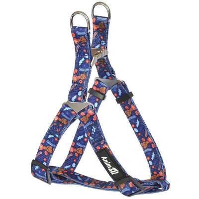Шлея для собак AnimAll S-4 нейлонова з медвежатами на темно-синьому тлі 1,5х33-50 см