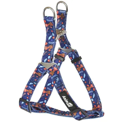 Шлея для собак AnimAll S-4 нейлонова з медвежатами на темно-синьому тлі 1,5х33-50 см