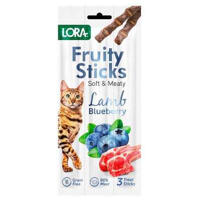 Лакомство для кошек Lora Fruity Sticks жевательные с ягненком и черникой, 3 палочки по 5 г