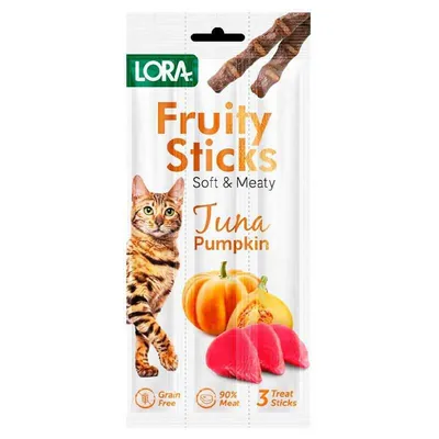 Ласощі для котів Lora Fruity Sticks жувальні з тунцем і гарбузом, 3 палочки по 5 г