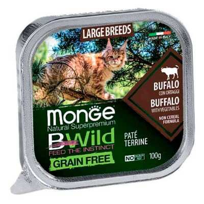 Паштет Monge BWild Grain Free Large Breeds для котят и взрослых кошек больших пород буйвол, 100 г