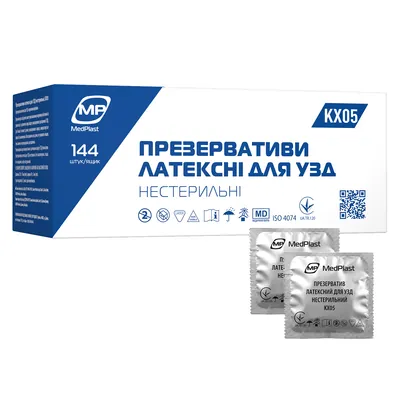 Презервативи для ультразвукового дослідження MP MedPlast KX05 латексні, нестерильні, 40 мм, 144 шт