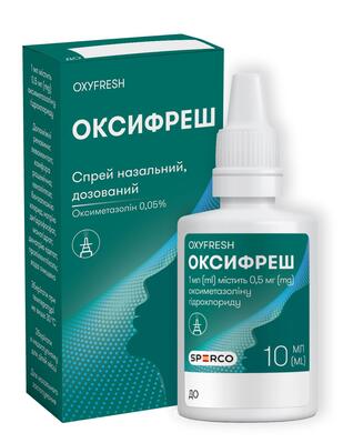 Оксифреш спрей наз. 0.5 мг/мл по 10 мл у конт. поліет.