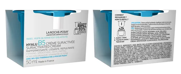 Крем La Roche-Posay Hyalu B5 SPF30 інтенсивної дії для корекції зморшок, відновлення пружності та захисту шкіри обличчя, змінний блок, 50 мл