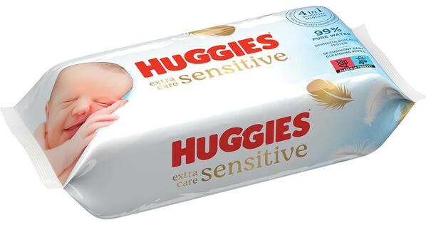 Салфетки влажные Huggies Extra Care Sensitive детские, для новорожденных, 56 шт