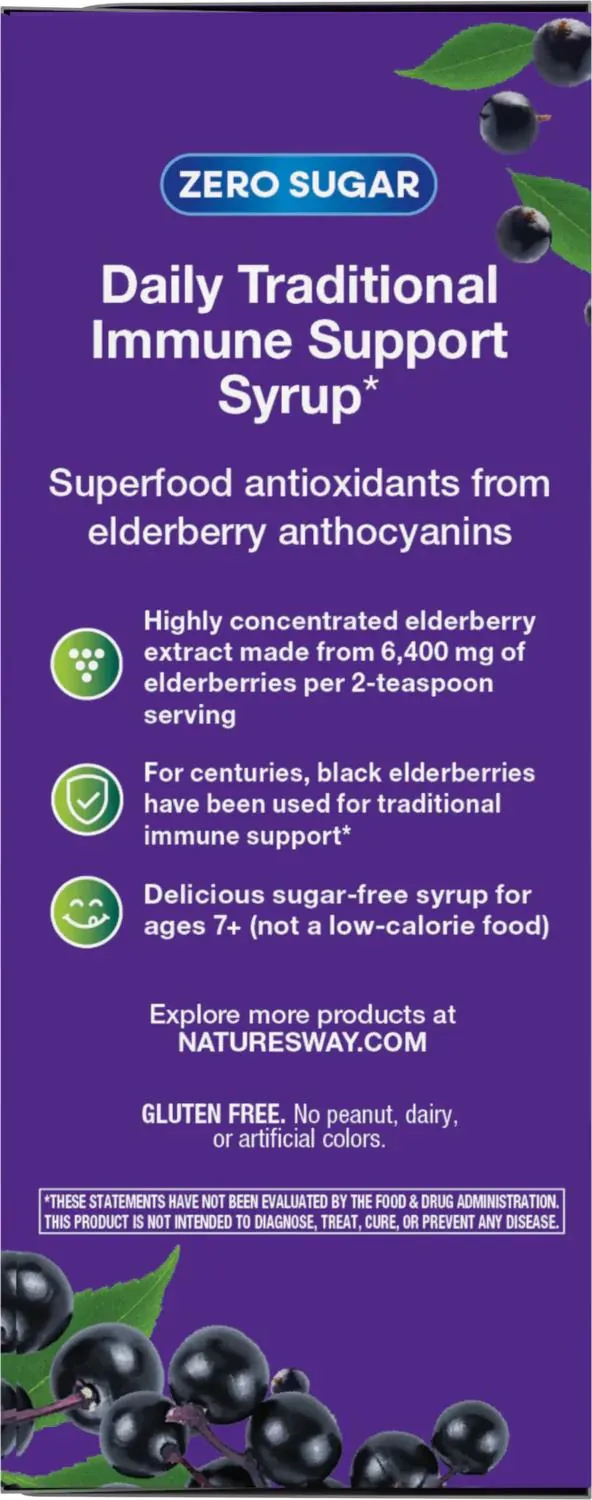 Сироп чорна бузина Nature's Way Sambucus Traditional Elderberry Immune Syrup без цукру, 120 мл