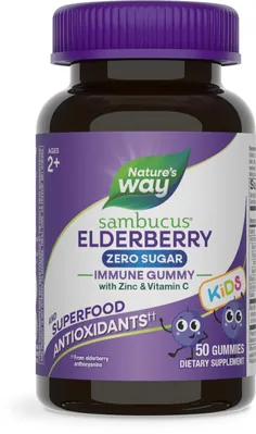 Чорна бузина для дітей Nature's Way Sambucus Elderberry Immune Gummies без цукру, 50 жувальних цукерок