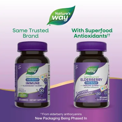 Чорна бузина для дітей Nature's Way Sambucus Elderberry Immune Gummies без цукру, 50 жувальних цукерок
