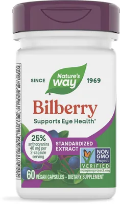 Чорниця Nature's Way Bilberry преміум екстракт, 60 веганських капсул