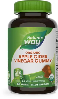 Яблучний оцет Nature's Way Apple Cider Vinegar смак яблука, 60 жувальних цукерок