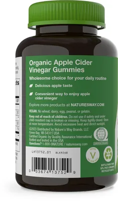 Яблучний оцет Nature's Way Apple Cider Vinegar смак яблука, 60 жувальних цукерок