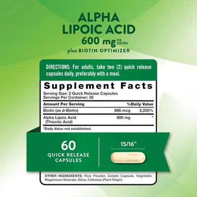 Альфа-ліпоєва кислота Nature's Truth Alpha Lipoic Acid, 60 капсул швидкого вивільнення