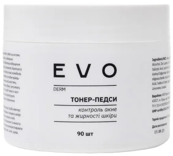 Тонер-педси EVO derm для контролю акне та жирності шкіри, 90 шт