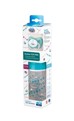 Бутылочка антиколиковая Canpol Babies 0164_blu с медленной соской 3м+ и пустышка 6-18 месяцев, 240 мл