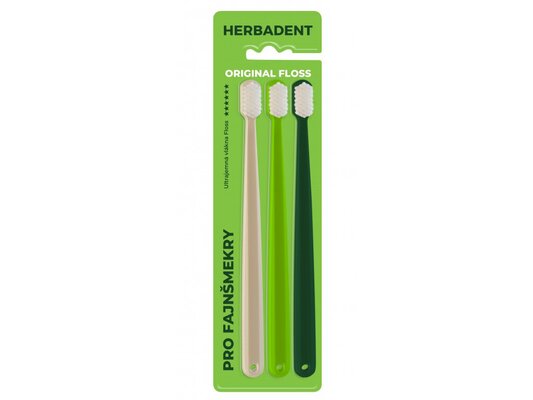 Зубная щетка Herbadent FLOSS ultrasoft ультрамягкая, зеленая, 3 штуки