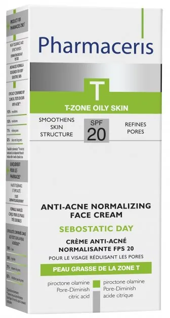 Крем для обличчя Pharmaceris T Sebostatic SPF 20 денний нормалізуючий від акне, звужуючий пори, 50 мл