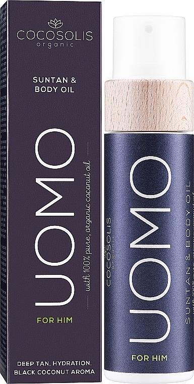 Масло для загара Cocosolis Uomo Suntan & Body Oil аромат черного кокоса, 110 мл