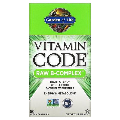 Вітаміни В-комплекс Garden of Life RAW B-Complex, 60 вегетаріанських капсул
