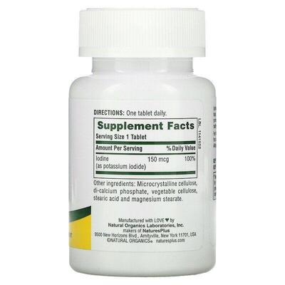 Йод (йодид калия) Nature's Plus Potassium Iodide 150 мкг, 100 таблеток