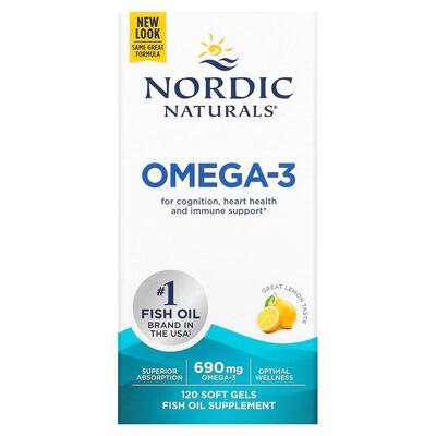 Омега-3 Nordic Naturals Omega-3 690 мг, лимон, 180 капсул