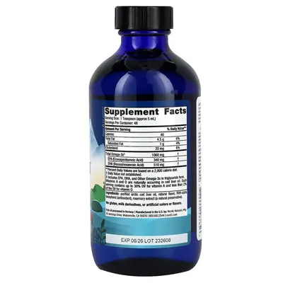 Риб'ячий жир з печінки тріски Nordic Naturals Arctic Cod Liver Oil смак лимону, 237 мл