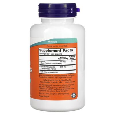 Кальция глюкарат NOW Calcium D-Glucarate 500 мг, 90 вегетарианских капсул