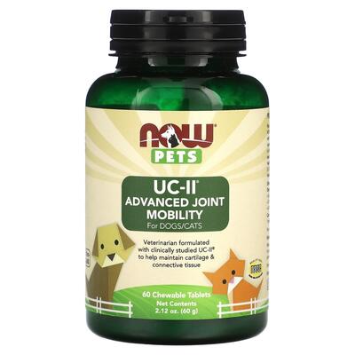 Підтримка суглобів для собак і кішок NOW Pets UC-II Advanced Joint Mobility, 60 жувальних таблеток