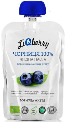 Паста ягідна LiQberry 100% Чорниця, 100 г у пакетику