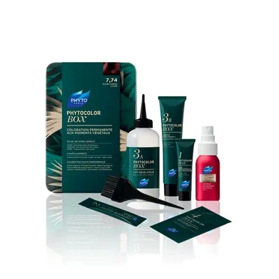 Фарба для волосся Phyto Phytocolor BOX стійка тон 7,74 русяво-каштановий мідний