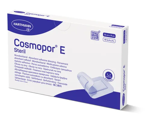 Пов'язка пластирна Cosmopor E steril для закриття ран 15 см х 9 см стерильна, 10 штук