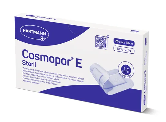 Пов'язка пластирна Cosmopor E steril для закриття ран 20 см х 10 см стерильна, 10 штук