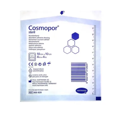 Пов'язка пластирна Cosmopor E steril для закриття ран 10 см х 10 см стерильна, 25 штук