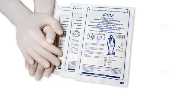 Рукавички хірургічні Vogt Medical латексні з пудрою, розмір 8,5 стерильні, 1 пара