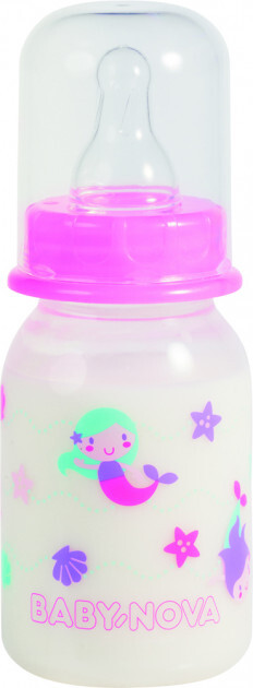 Бутылочка Baby-Nova 46000 полипропилен с декором для девочки, 125 мл