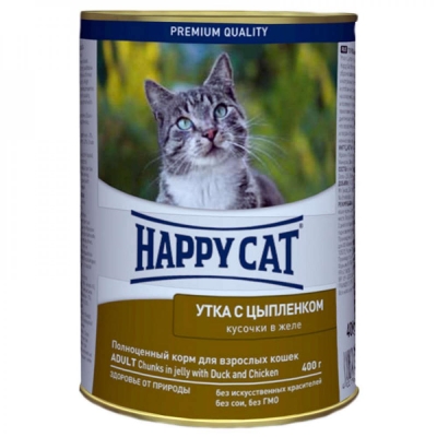 Корм влажный Happy Cat Dose Ente&Huhn Gelee для котов с уткой и цыпленком, кусочки в желе, 400 г
