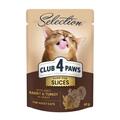 Корм влажный для взрослых кошек Club 4 Paws Selection Премиум с кроликом и индейкой стрипсы в соусе, 80 г