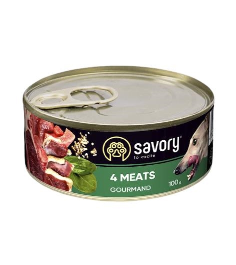 Корм влажный для взрослых собак Savory 30372 с четырьмя видами мяса, 100 г
