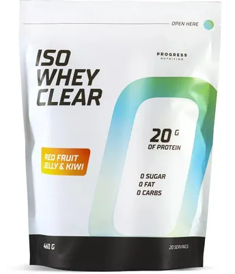 Протеїн сироватковий ізолят Progress Nutrition Iso Whey Clear желе з червоних фруктів-ківі, 460 г
