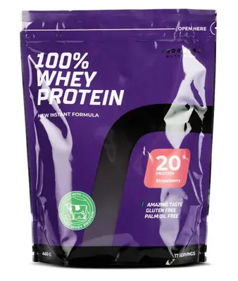 Протеїн сироватковий концентрат Progress Nutrition 100% Whey Protein New Instant Formula формула миттєвої дії, полуниця, 460 г