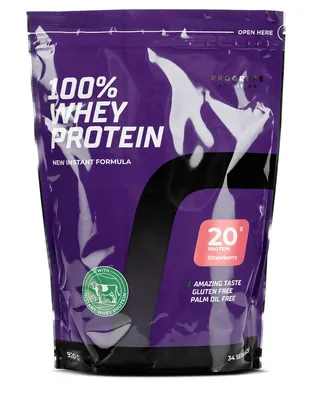 Протеїн сироватковий концентрат Progress Nutrition 100% Whey Protein New Instant Formula формула миттєвої дії, полуниця, 920 г