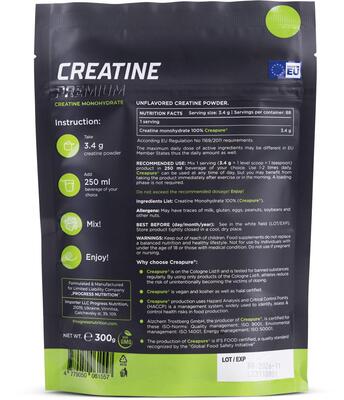 Креатин моногидрат Progress Nutrition Creatine Premium без вкуса, 300 г